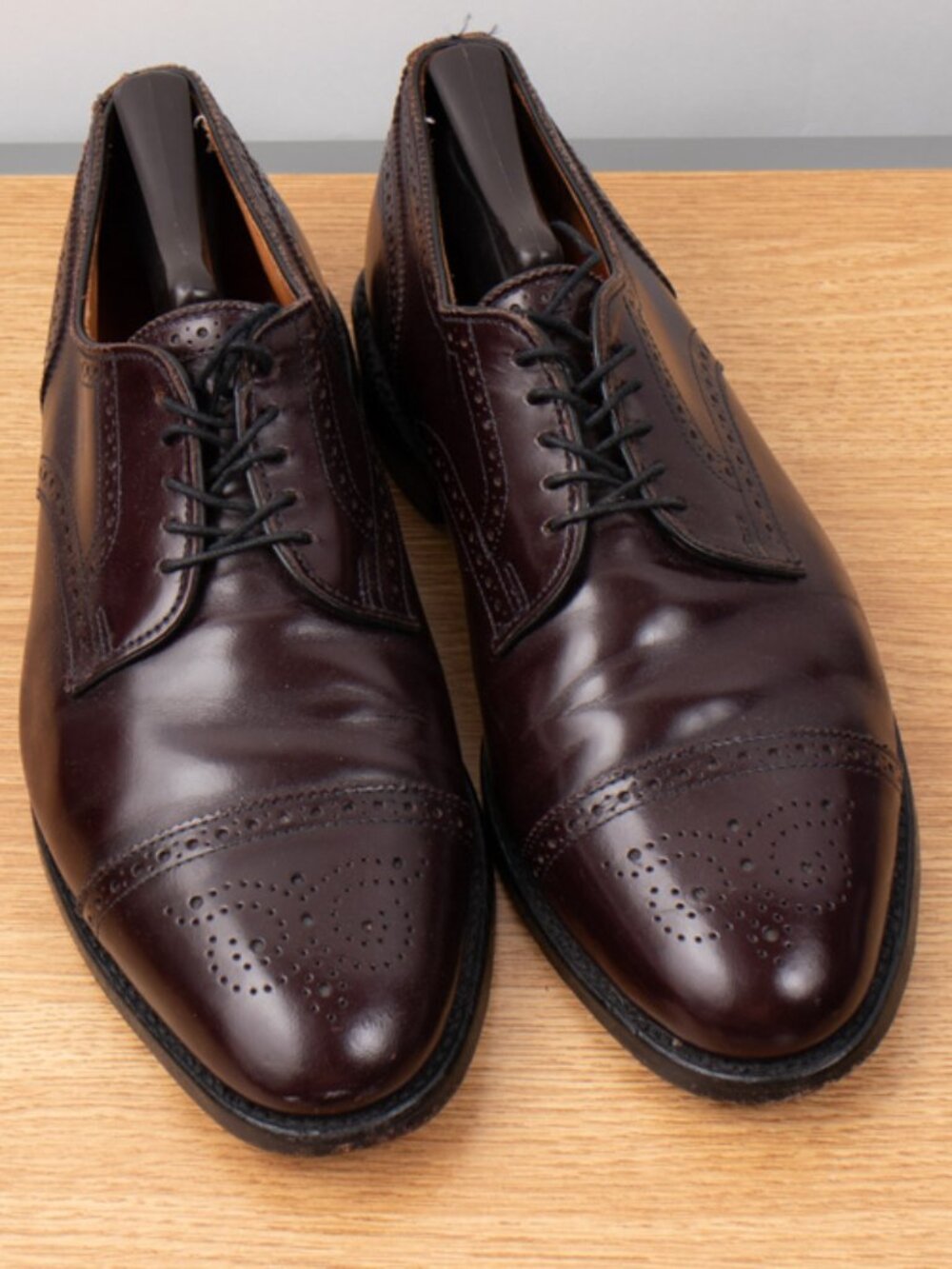 Allen Edmonds Sanford Cap Toe Shoes Men's 9.5 EEE Burgundy Leather USA